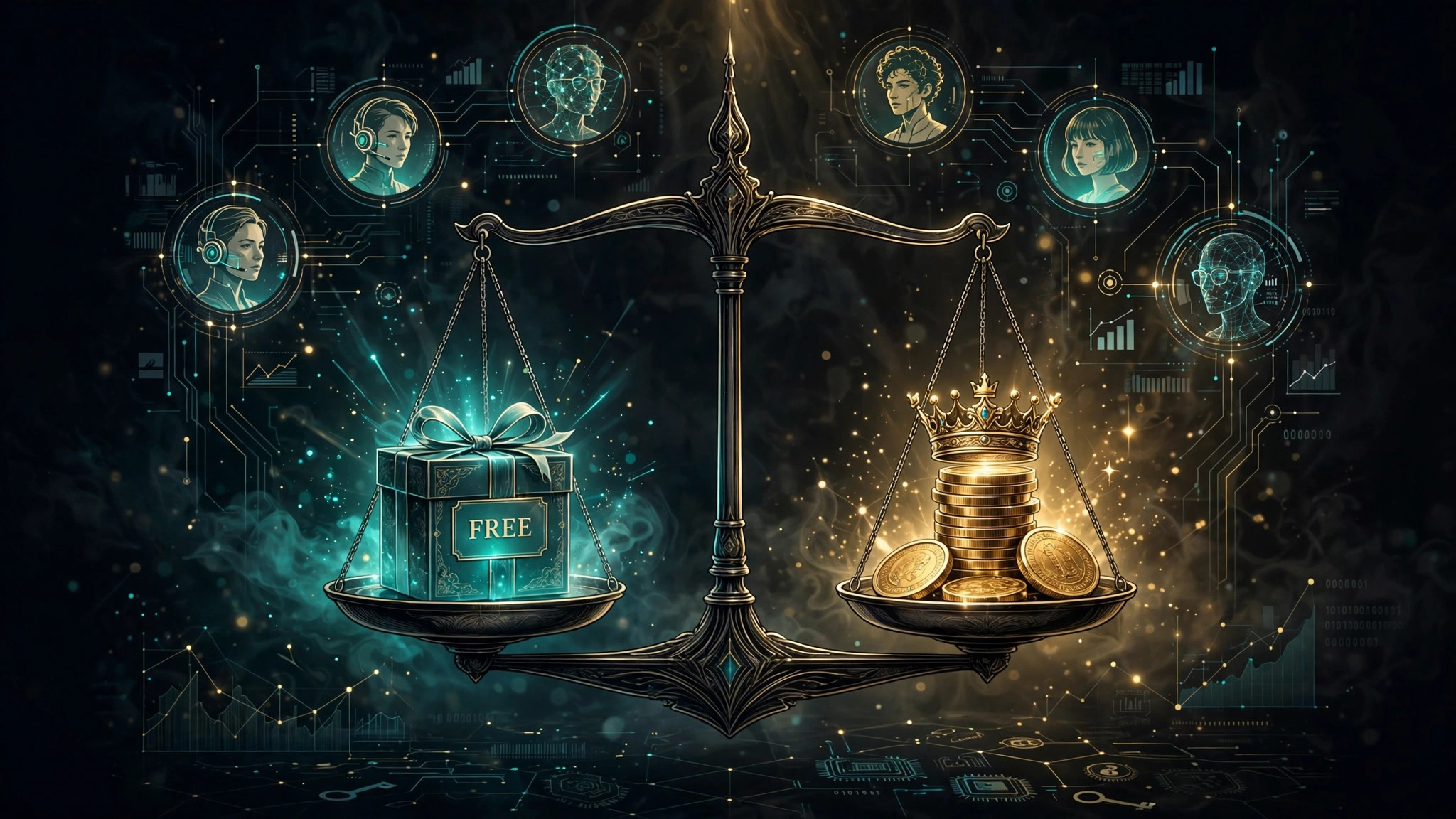Free versus paid AI generator concept