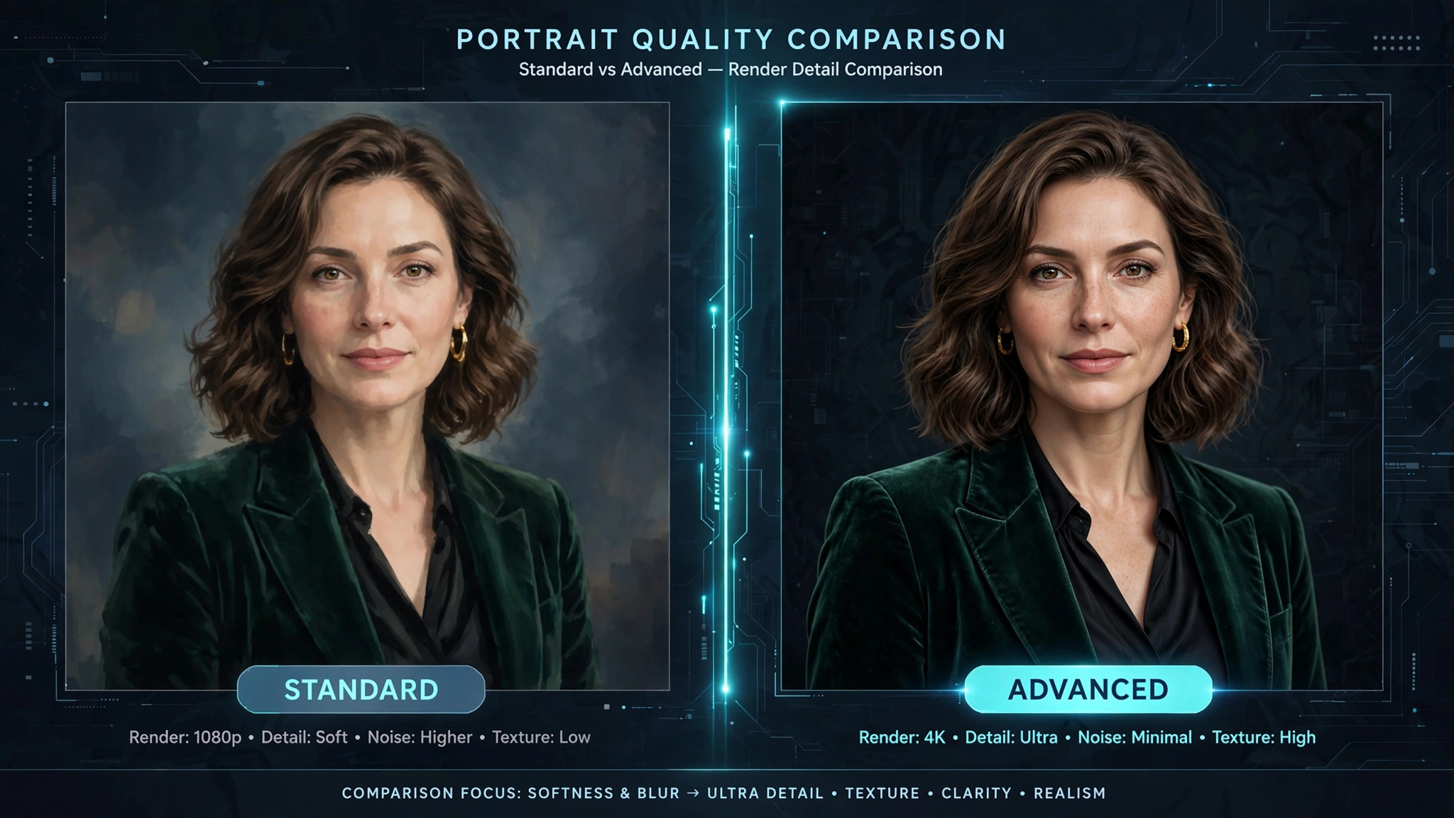 Standard versus advanced model quality comparison